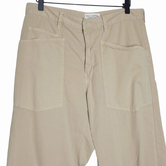 Nili Lotan Shon Pant Sandstone‎ Tan Beige Khaki Barrel Cotton Twill Size 6 - Picture 6 of 12